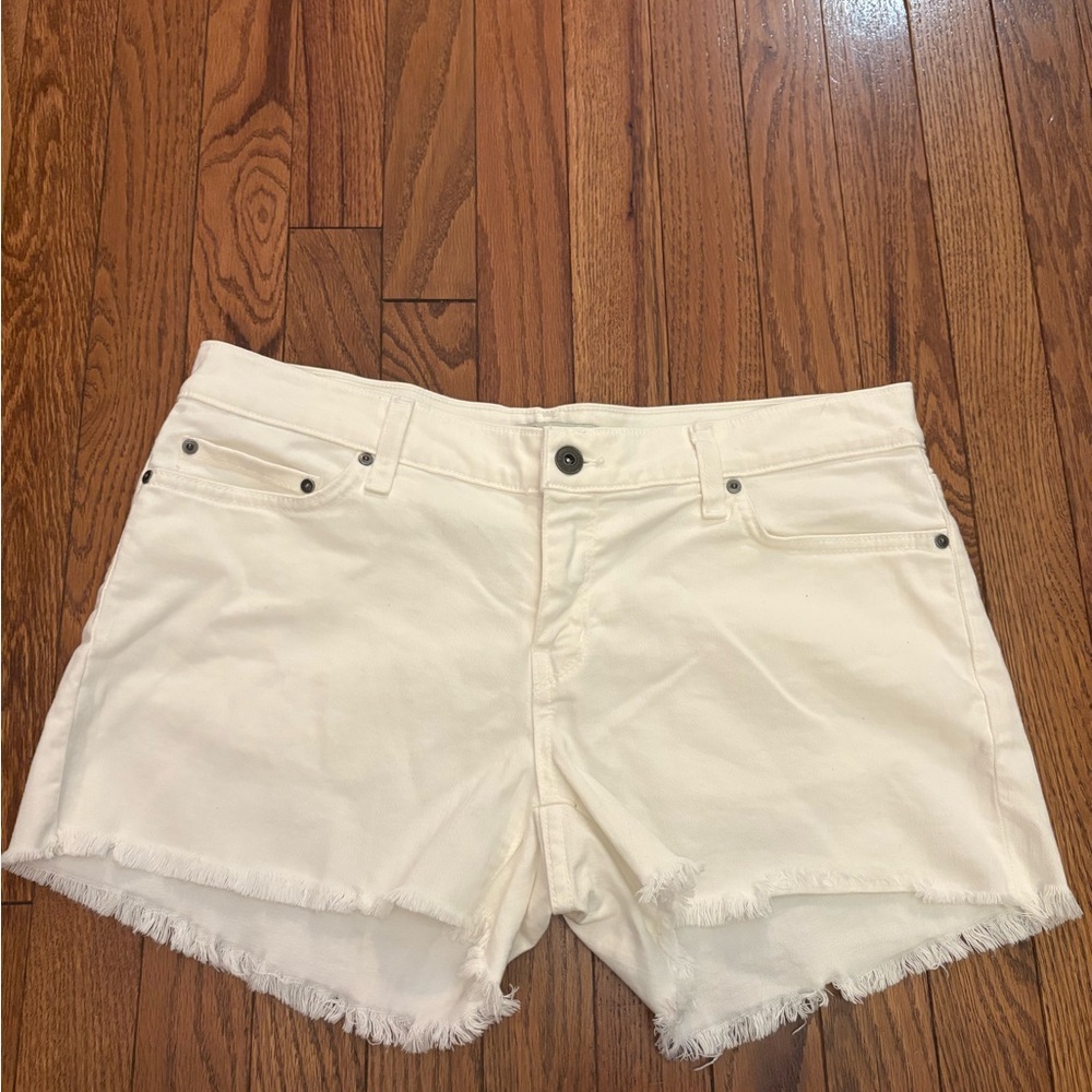 Anthropologie Principle White Frayed Hem Shorts
